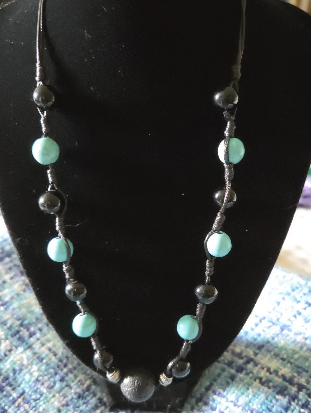 Paparazzi Blue Turquoise & Black Lava Bead Desert Guide Necklace. NWOT. Unisex.